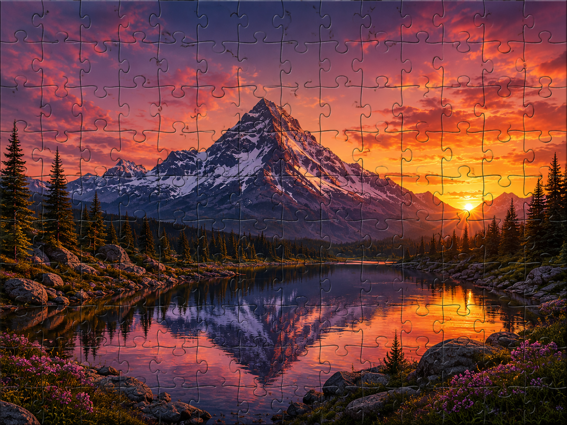 Mountain sunset 100 piece jigsaw puzzle